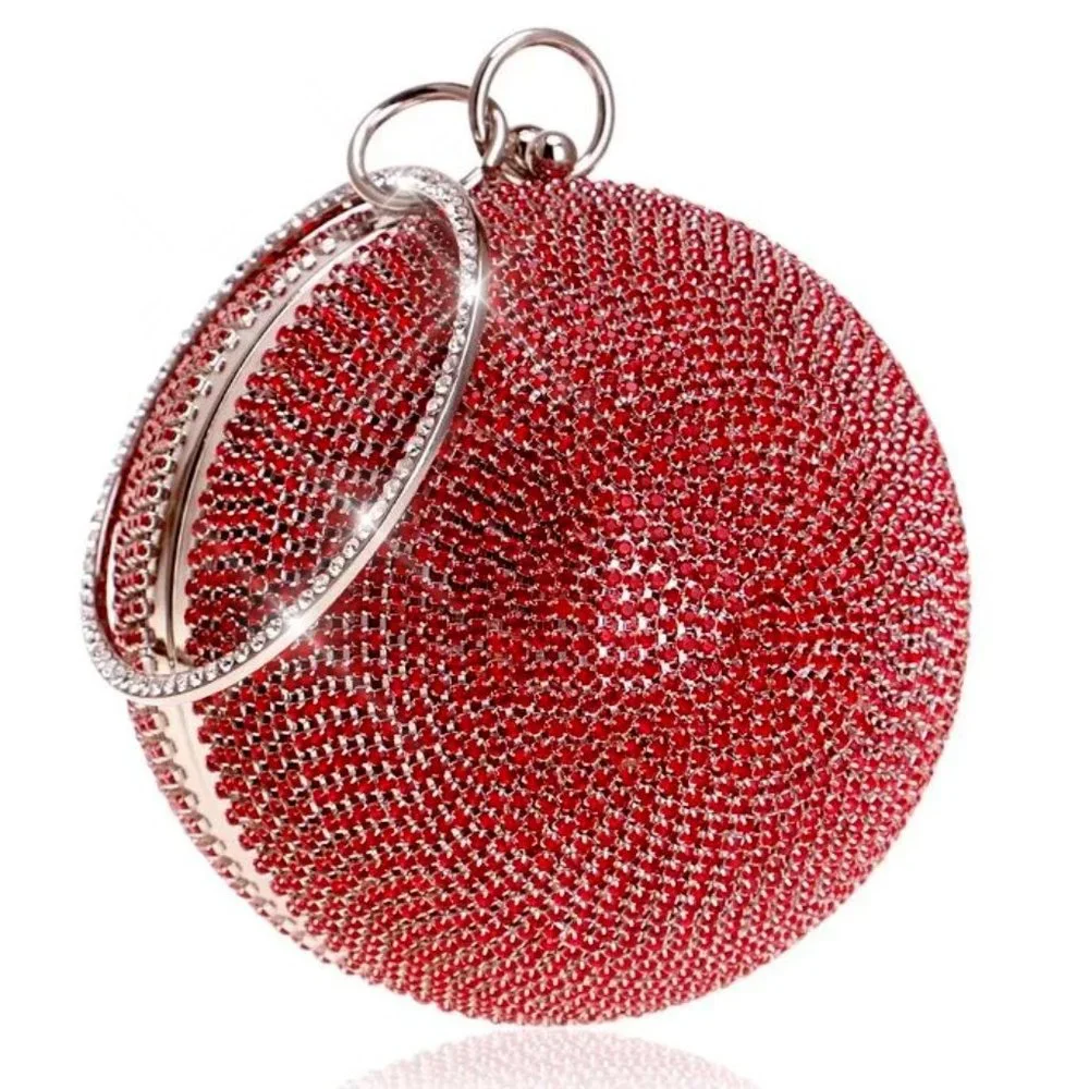 NWT Sparkling Bling Swarovski Crystal Rhinestone Round Ball Purse: Silve… - Picture 4 of 14